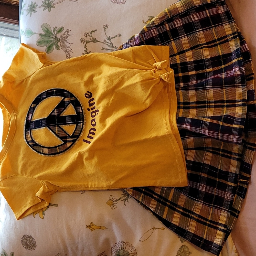 Toddler plaid skirt & shirt set
